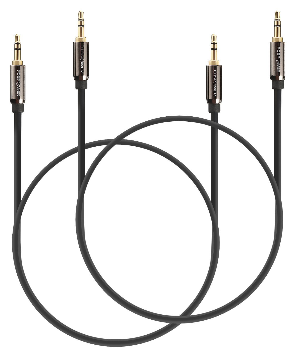 FosPower Audio Cable 25 FT (2 Pack), Stereo Audio 3.5mm Auxiliary Short Cord Male to Male Aux Cable for Car, Apple iPhone, iPod, iPad, Samsung Galaxy, HTC, LG, Google Pixel, Tablet & More